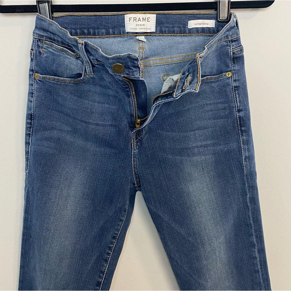 Frame Le High Skinny Released Raw Hem Jeans in Merrick Wash - Picture 6 of 11